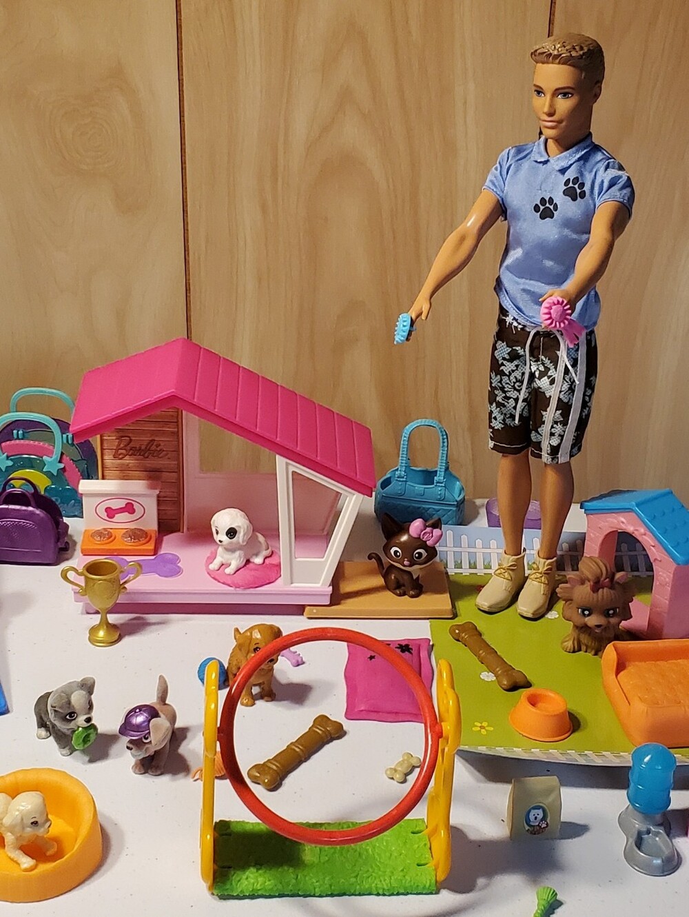 MASSIVE BARBIE KEN DOG TRAINER AND PUPPY PLAYGROUND 7 PETS AND ACCESSORIES